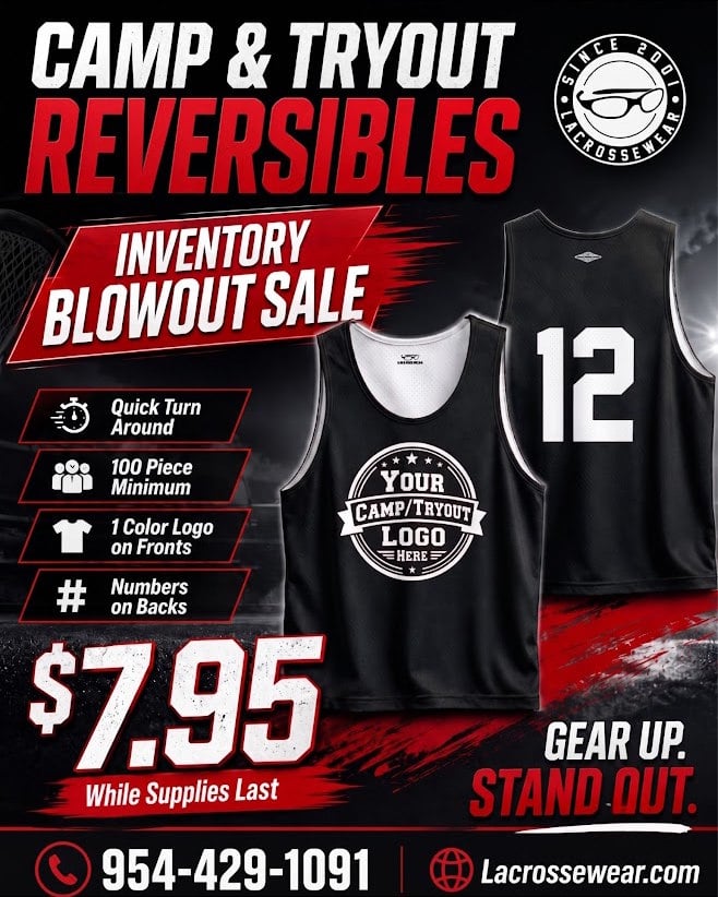 Camp & Tryout reversibles sale. 7.95 while supplies last. call 954-429-1091