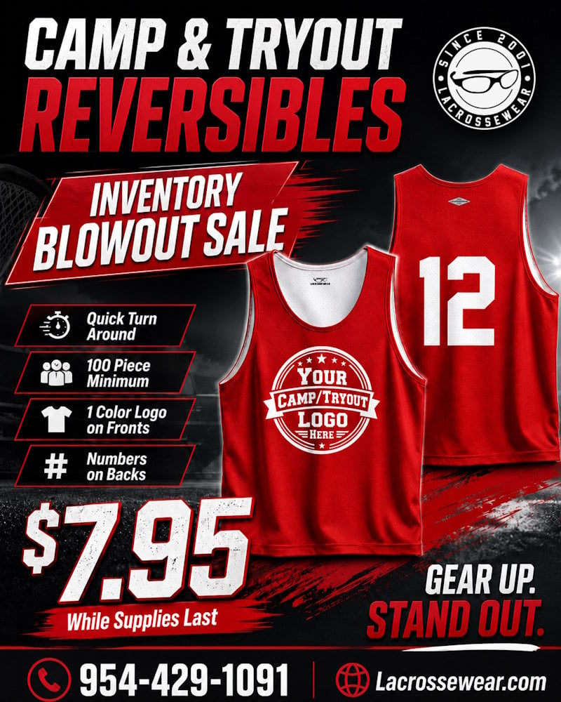 Camp & Tryout reversibles sale. 7.95 while supplies last. call 954-429-1091